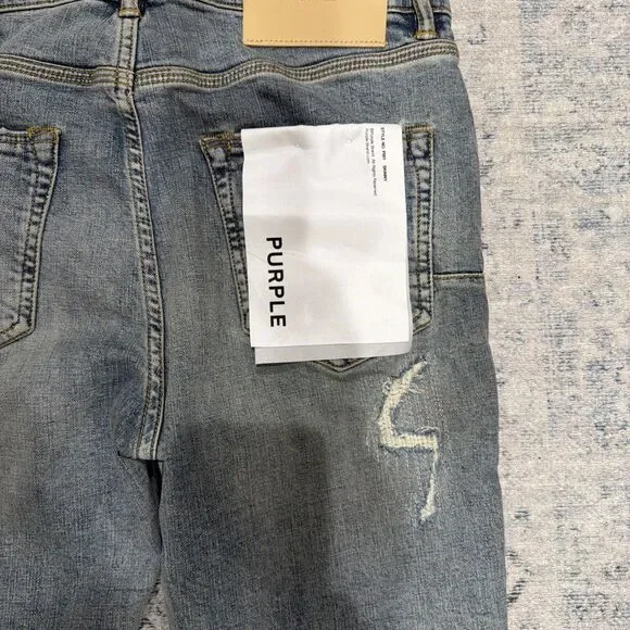 Purple Brand Jeans P001 Light Blue Vintage Skinny Distressed P001-LBVR524 Sz 32 - Picture 9 of 10